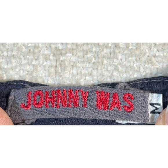 Johnny Was Women’s Medium Black Floral Embroidered ¾-Sleeve ½-Button Shirt Boho - Picture 3 of 12